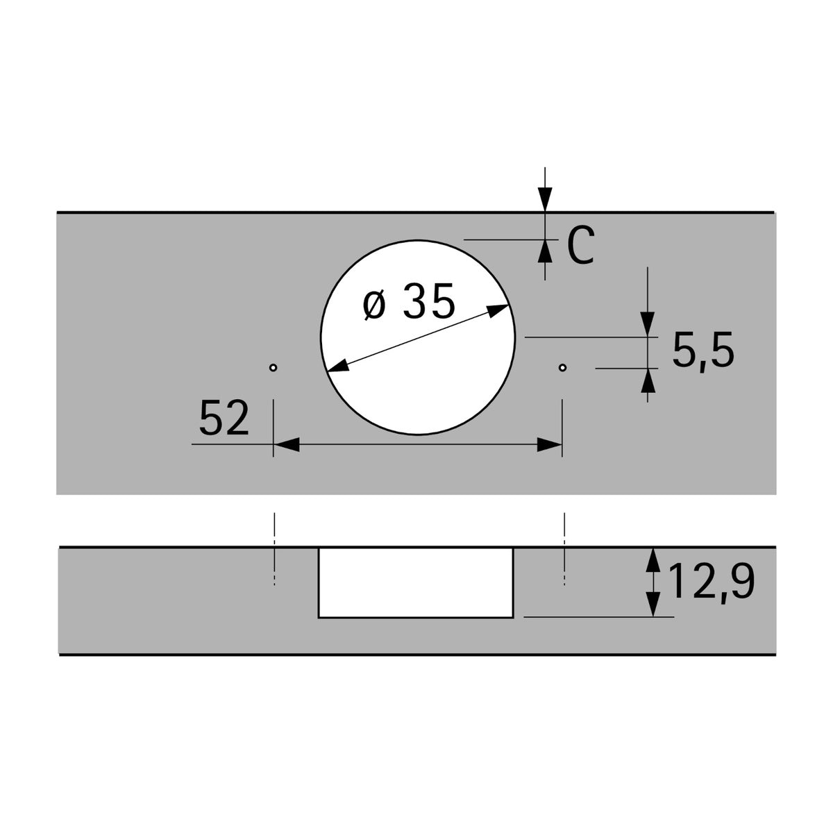 Sensys 110° hinge with integrated silent system