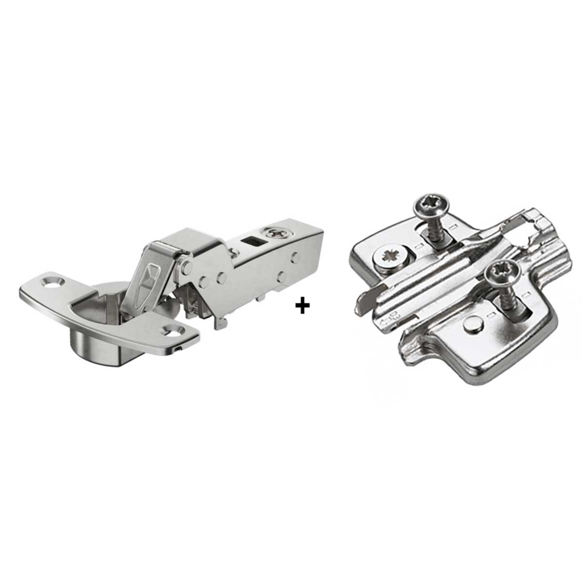 Sensys 110° hinge with integrated silent system with mounting plate